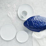 Rosenthal Junto White servicesæt, porcelæn, hvid, flade tallerkener, middagstallerkener Ø 22 cm, middagstallerkener Ø 21,5 cm og kornskåle Ø 14 cm, 0,62 l, tåler opvaskemaskine og mikroovn, sæt til 4 stk.