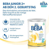 BEBA Junior 2+ mælkedrik fra 2 år, Med HMO, Alderssvarende proteinindhold, Kun laktose, Ingen palmeolie, Ingen fiskeolie, Småbørnsmad, Babymælkpulver, Pakke med 3 (3 x 800g)