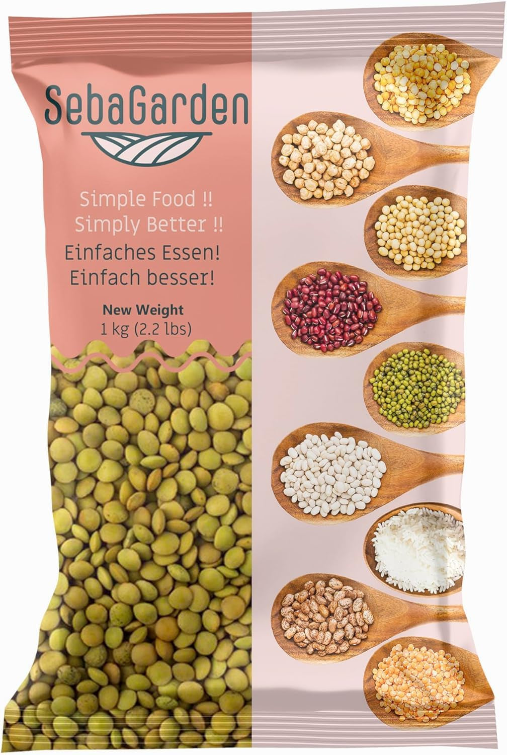 Grønne linser – Laird Variety, 1 kg Pakke | Førsteklasses kvalitet, hele linser | Rig på protein og fibre | Vegansk, ikke-GMO | Ideel til supper, salater, karryretter og tilberedning af måltider