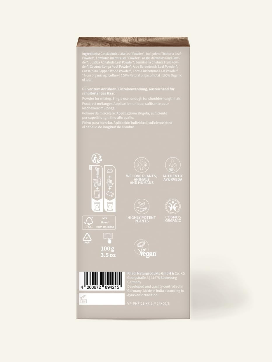 khadi BERLIN BLOND vegetabilsk hårfarve - farver hår i en kølig grå-blond nuance - naturlig hårfarve 100% vegetabilsk, naturlig og vegansk - 100g Hårfarve Naty Shop