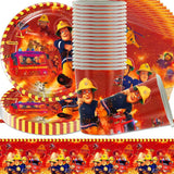 Firefighter Theme Party Service Sæt Firefighter Fødselsdagsfest dekorationer 61 stykker til 20 gæster