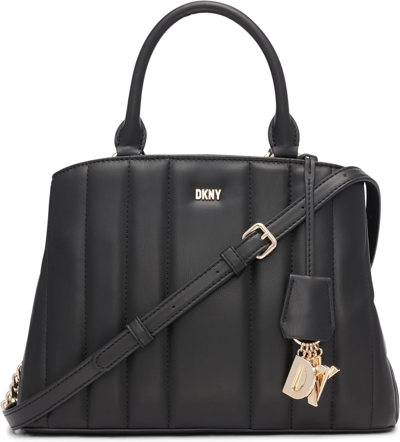 DKNY Chain Lexington Park Medium Logo Chain Satchel, Sort/Guld, One Size Dametasker Naty Shop Standardtitel