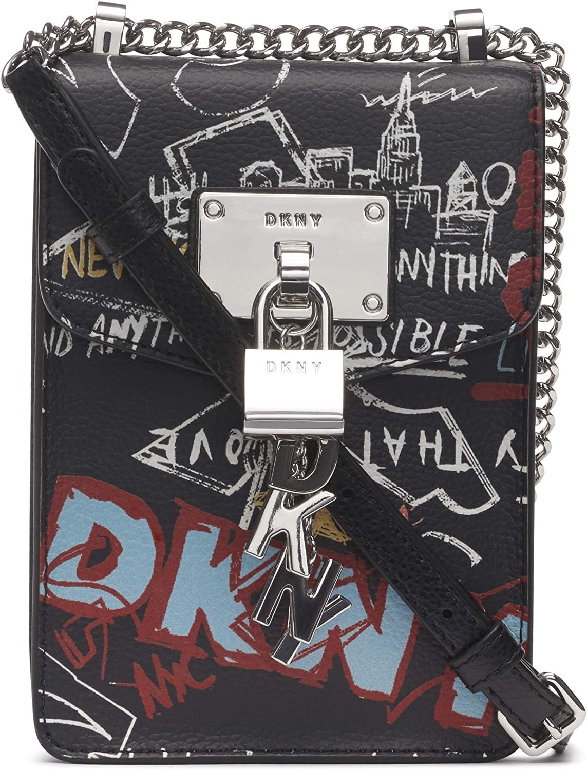 DKNY Elissa N/S crossbody skuldertaske Tasker Dame Naty Shop Elissa Graffiti/Sølv Elissa, Lille, Sort One size fits all