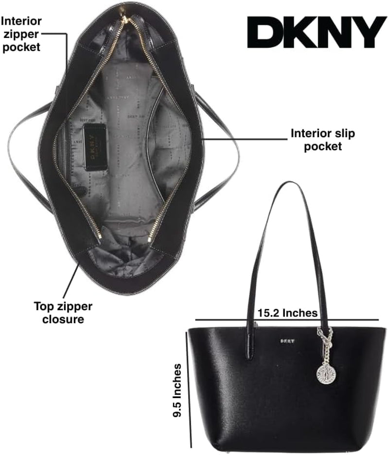 DKNY Bryant Medium læder mulepose mulepose, sort/guld dametasker Naty Shop