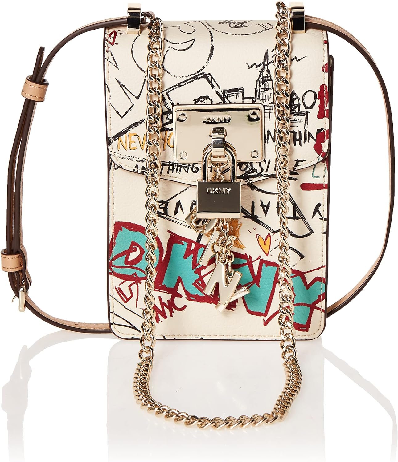 DKNY Dame Elissa N/S Telefon Cr Crossbody, One Size Dametasker Naty Shop White