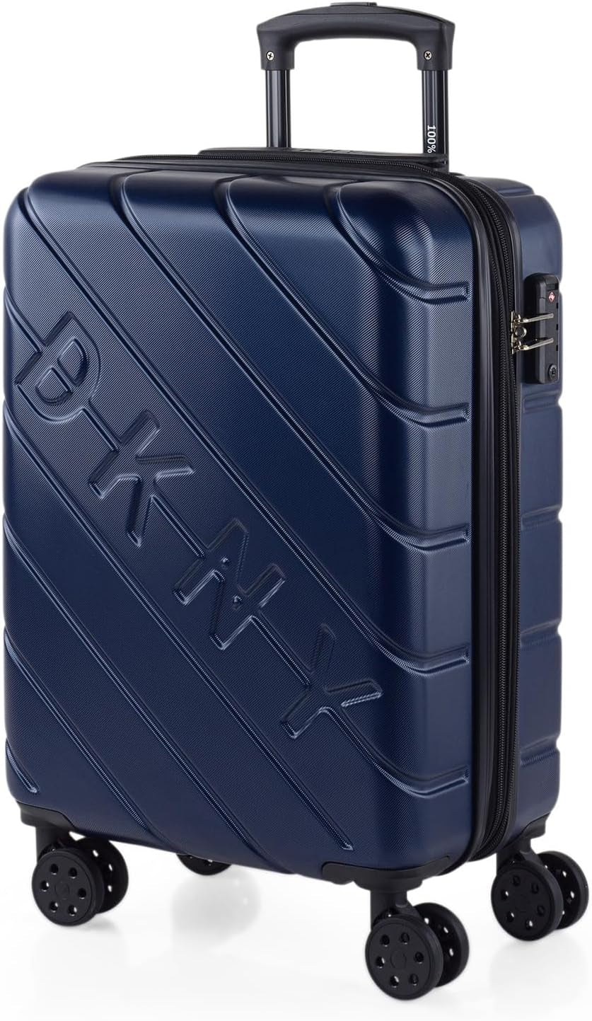 DKNY - Stor 4-hjulet kuffert Stor letvægtskuffert - Stor rejsekuffert med hjul. Stor flyrejsekuffert Hard Shell Kuffert Med Certificeret Lås - Stor Trolling Kuffert Sølv Bagage & Rejseudstyr Naty Shop Navy Blue S