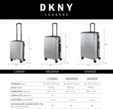 DKNY - Stor 4-hjulet kuffert Stor letvægtskuffert - Stor rejsekuffert med hjul. Stor flyrejsekuffert Hard Shell kuffert med certificeret lukning - Stor trollekuffert Sølv bagage og rejseudstyr Naty Shop
