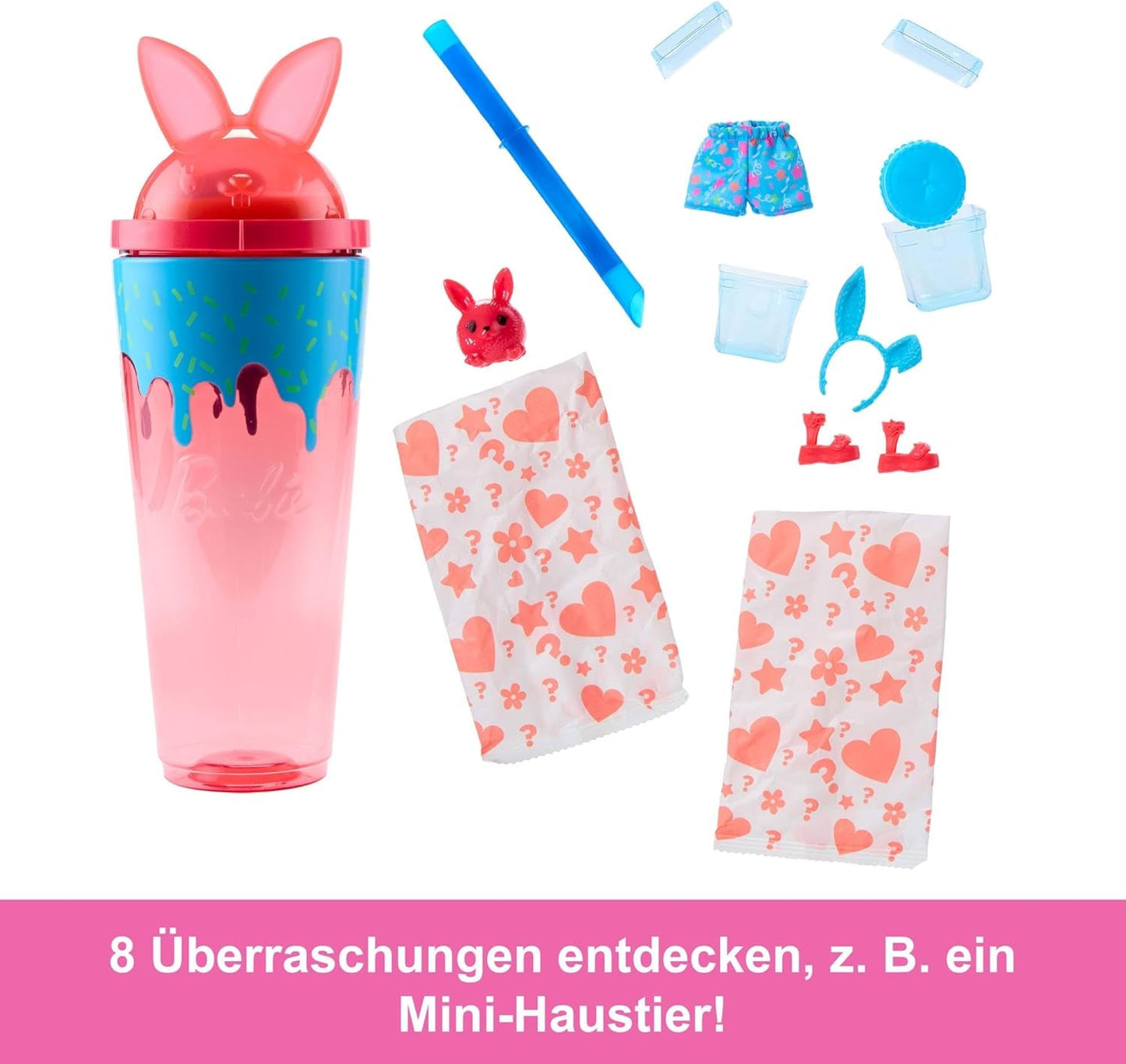 Barbie Pop Reveal Dukke og tilbehørssæt Shakes Series Sød duftende killing modedukke og kæledyr med 8 overraskelser inklusive farveskift JCN87