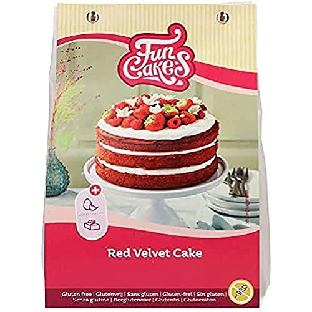 Funcakes Mix Für Red Velvet Cake, Glutenfrei: Einfach Zu Berübenen, Schön Weicher Und Fluffiger Kuchen Mit Leichtem Schokoladengeschmack, Perfekte Rote Farbe, 400G Mix til bagning og madlavning Naty Shop Standardtitel