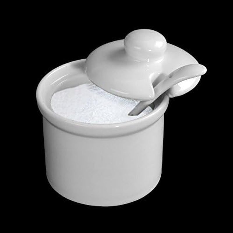 Holst Porcelæn AT 216 FA1 Dunk 0,17 L Tønde med ske, hvid, 8,5 x 8,5 x 6,5 cm