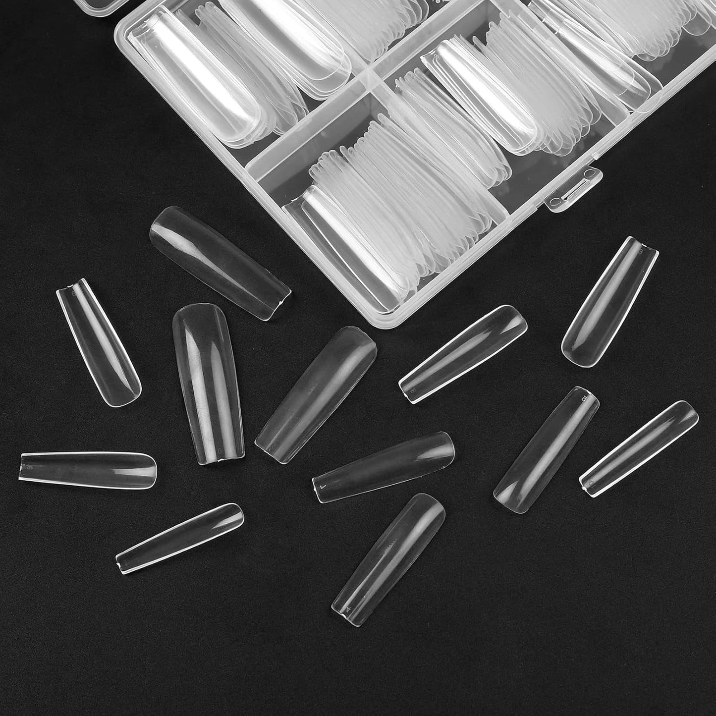 240 stk klare kunstige negle, falske neglespidser, fulddækkende lange negle, ballerinaneglespidser, fulddækkende franske neglespidser til manicure