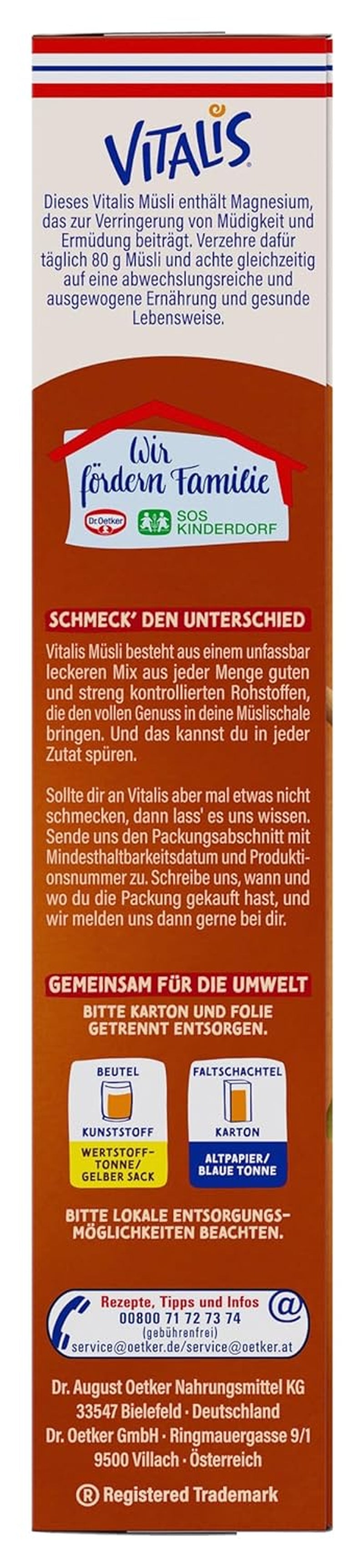 Dr. Oetker Vitalis ristet müsli med tranebær og græskarfrø: ristet müsli med tørrede tranebær, pakke med 8 (8 x 501 g)