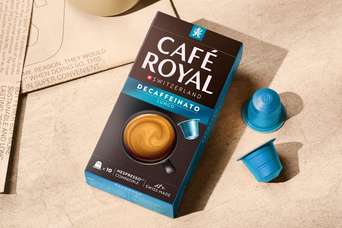 Café Royal Lungo Decaffeinato – Nespresso®-kompatible kaffekapsler, 100 % Arabica, Intensität 5/12, Rainforest Alliance, koffeinfri, 100 kapsler