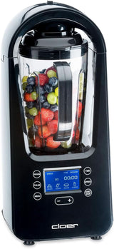 Cloer 6980 Vakuum Standmixer / 800 Watt / 21.000 U/Min. / Inkl. Vorratsbehälter/Vakuumventil/Automatikprogram/Eis-Crush-Funktion/Reinigungsfunktion/Schwarz, 1500 Milliliters Kitchen Naty Shop