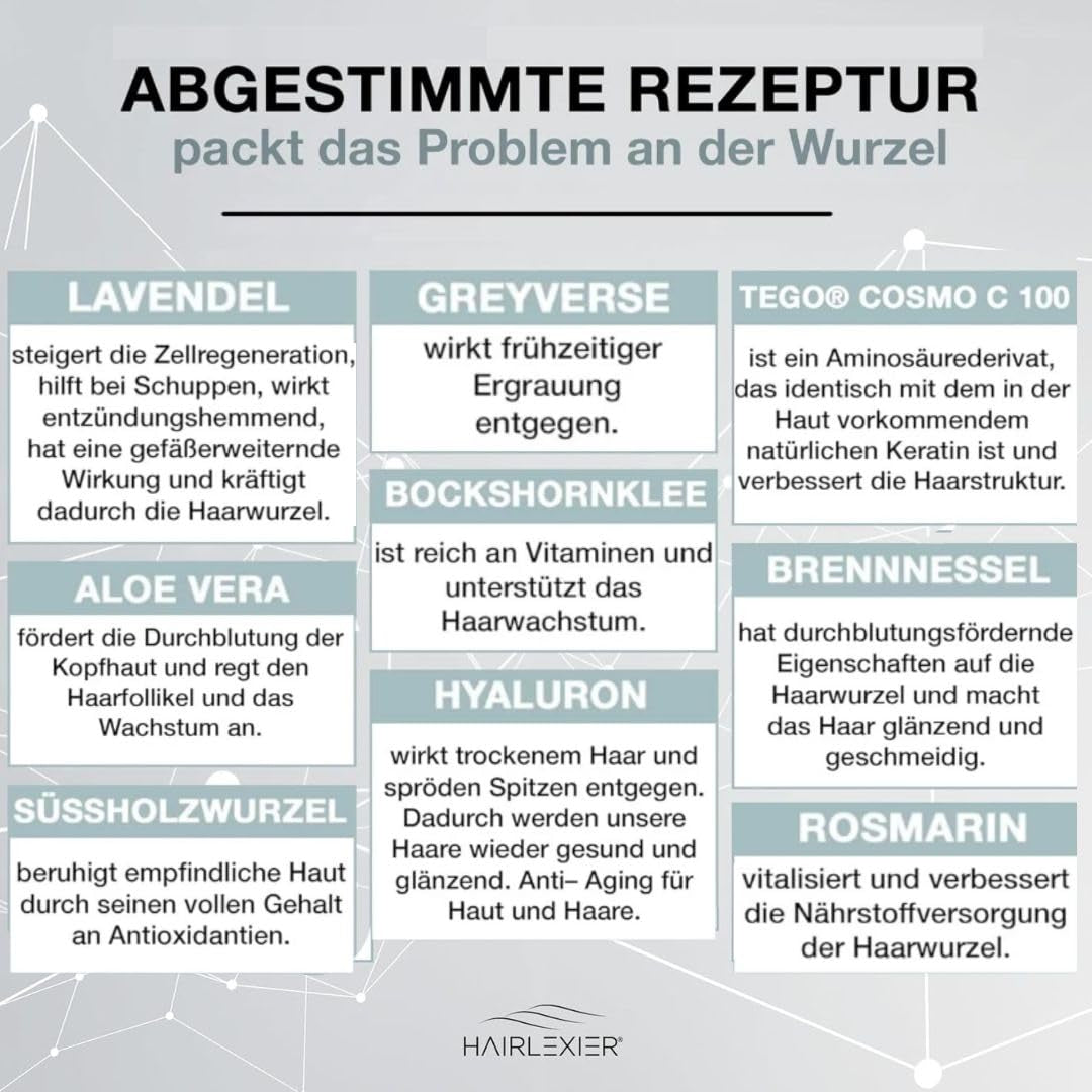 Hairlexier-hårvækstmiddel til kvinder - rosmarin-hårolie, ricinusolie-hårolie, lavendelolie, naturligt hårserum mod diffust hårtab, understøtter hårvækst, vegansk og økologisk + arbejdsbog Hårpleje Naty Shop