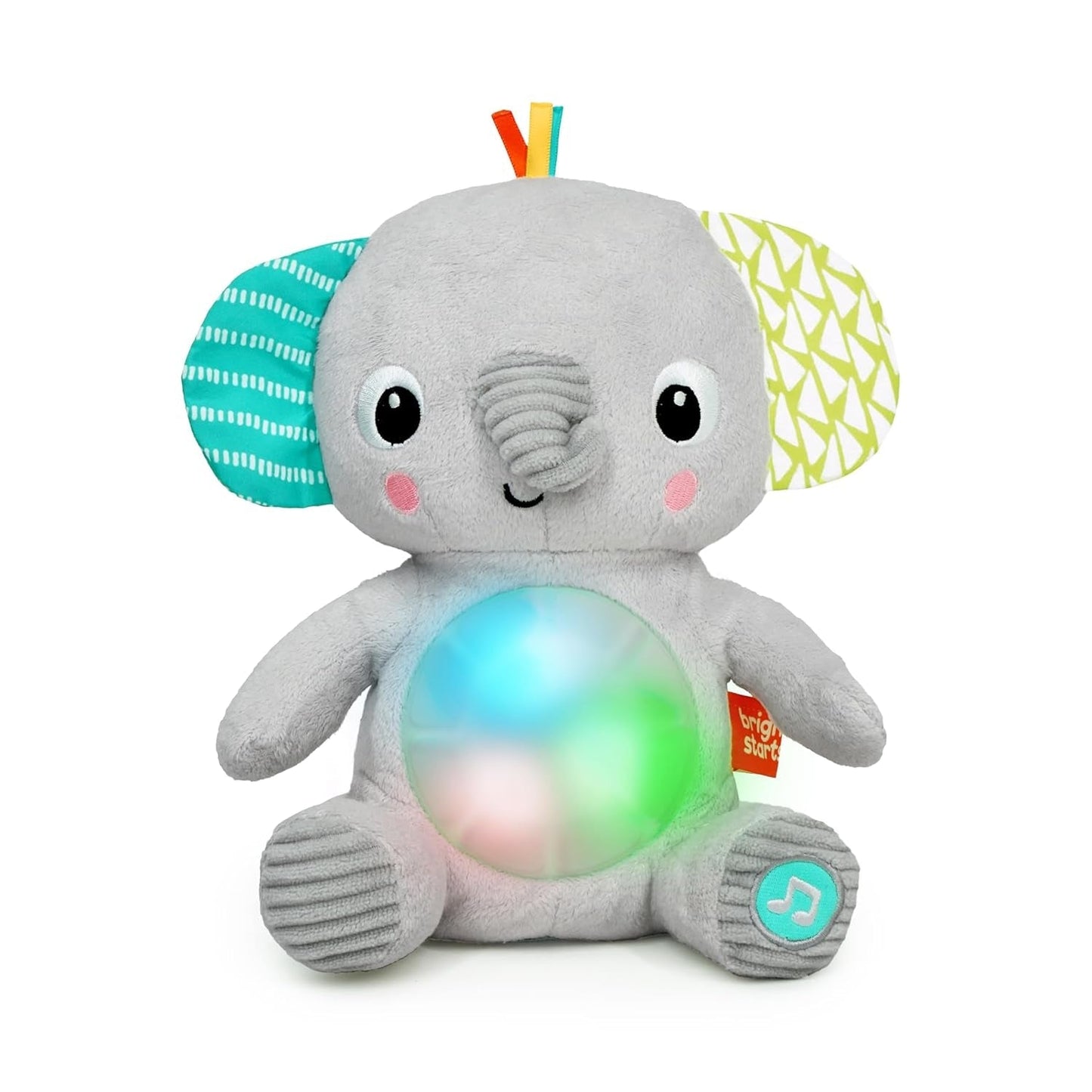 Bright Starts, Kram-a-bye babyelefantlegetøj med lys, sange, forskellige teksturer og mere, flerfarvet Bebe Toys Naty Shop Standardtitel