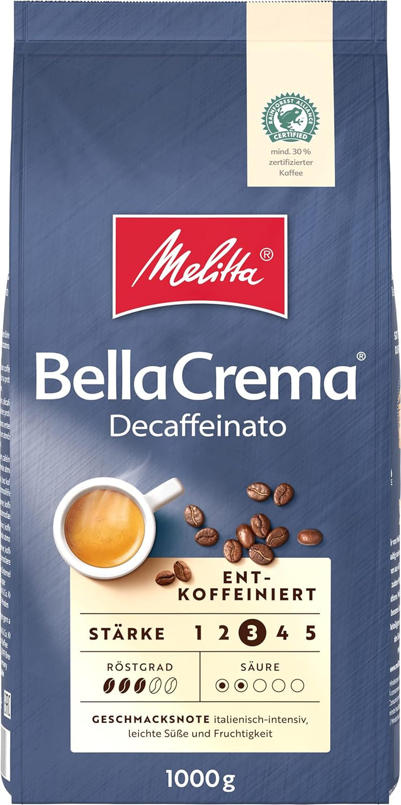Melitta BellaCrema La Crema kaffebønner 1 kg og BellaCrema Decaffeinato koffeinfri kaffebønner 1 kg