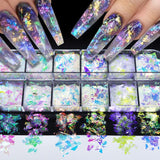 JMEOWIO Nail Glitter 12 Grids Havfrue Negle Art Decoration Accessories Negle Design