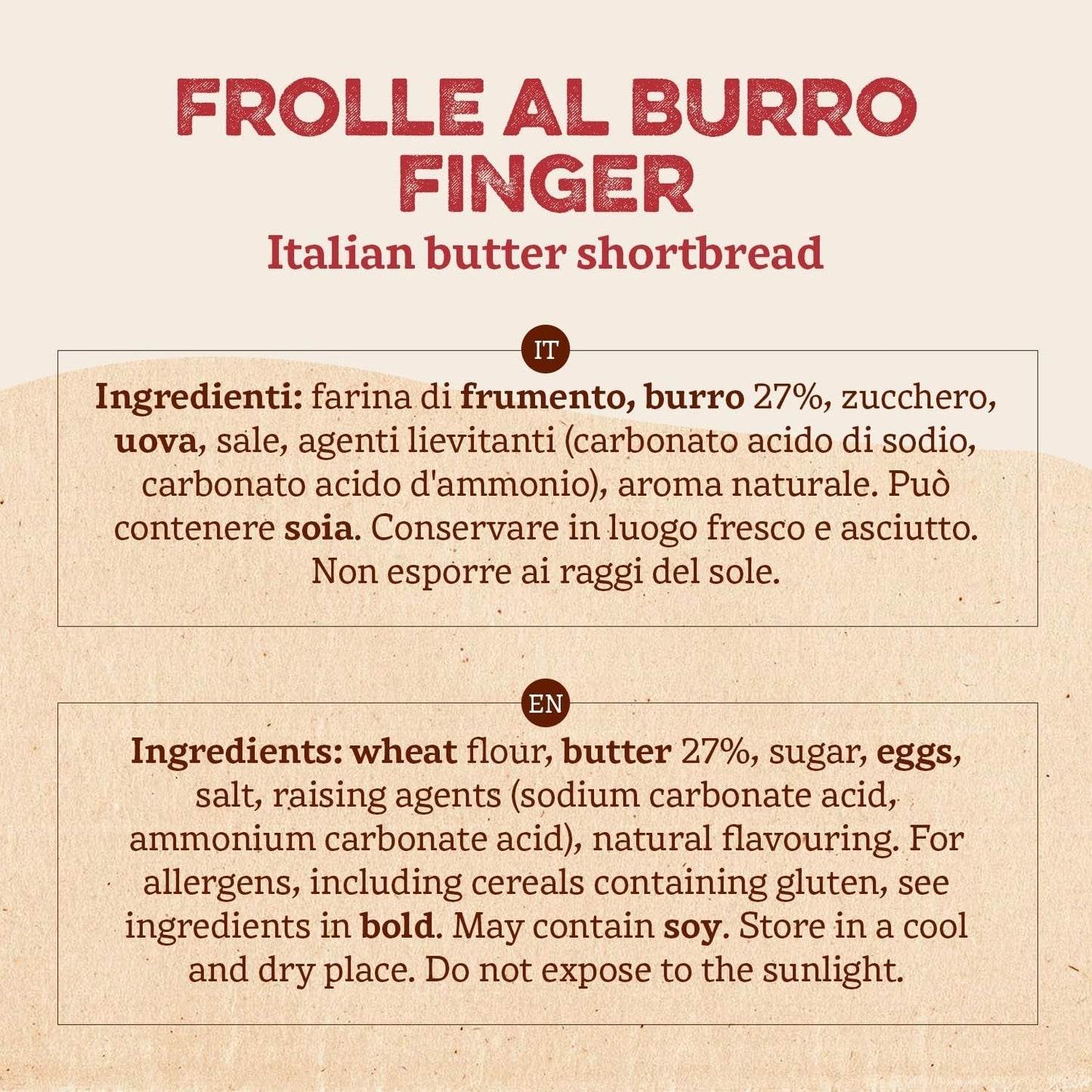 Frolle Al Burro Fingers. Biscotti Traditionelt tilberedt Come Una Volta. Ideel Come Fine Pasto Goloso, Ma Anche Da Abbinare Al the O Al Caffè. Emballage Ja 150 G