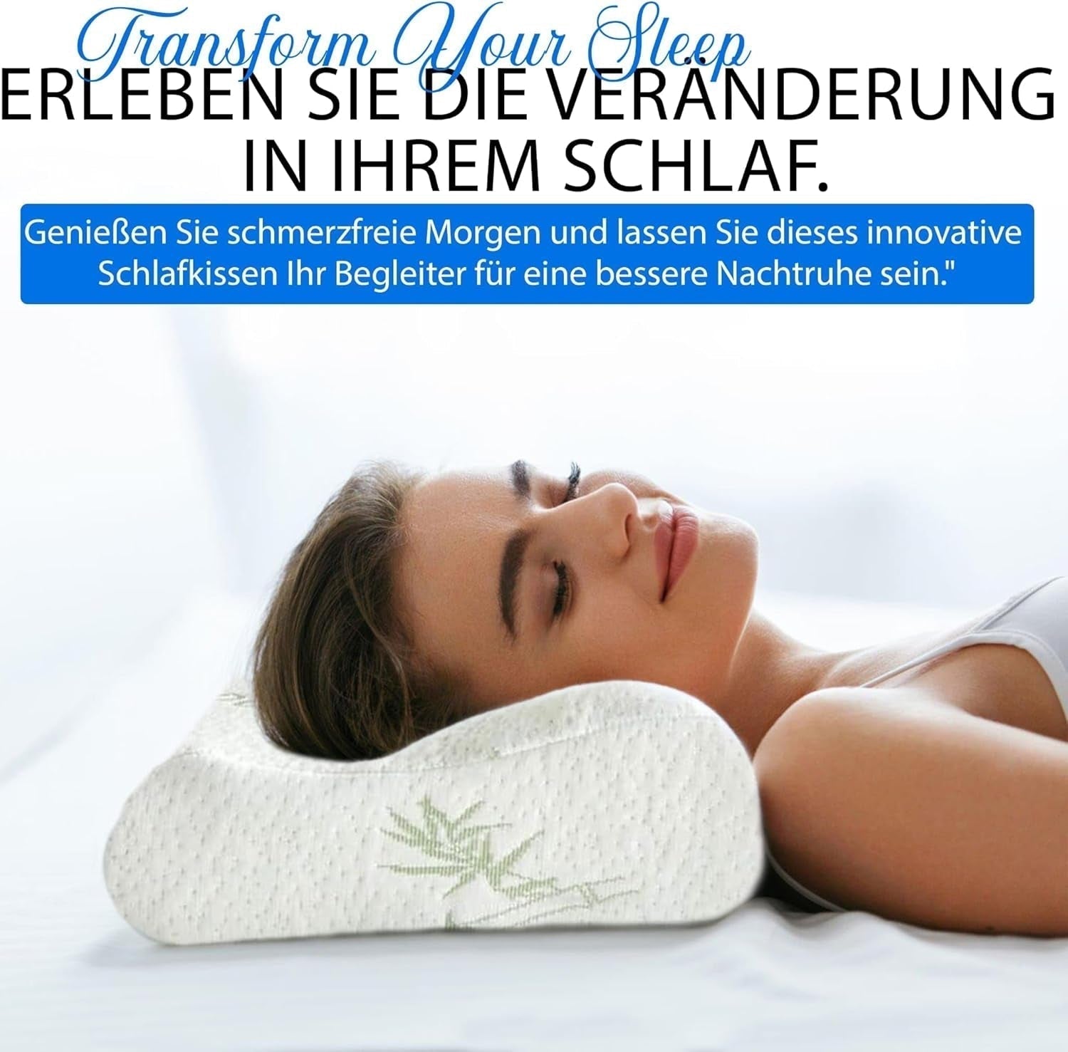 Ortopædisk Memory Foam Nakkestøttepude - Ergonomisk pude, Anti-snorkepude til side-, mave- og rygsover, pude, 60 cm x 40 cm x 12 cm cervikal ortopædiske puder Naty Shop