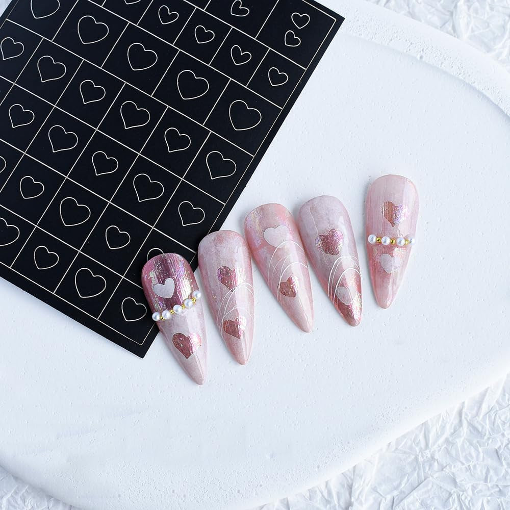 6 ark Airbrush-skabelon Nail Stickers, Butterfly Flame Stars Heart Stars Nail Stickers Printing Stencil Tool Nail Art Selvklæbende Stickers til Kvinder Nail Art Design Stickers