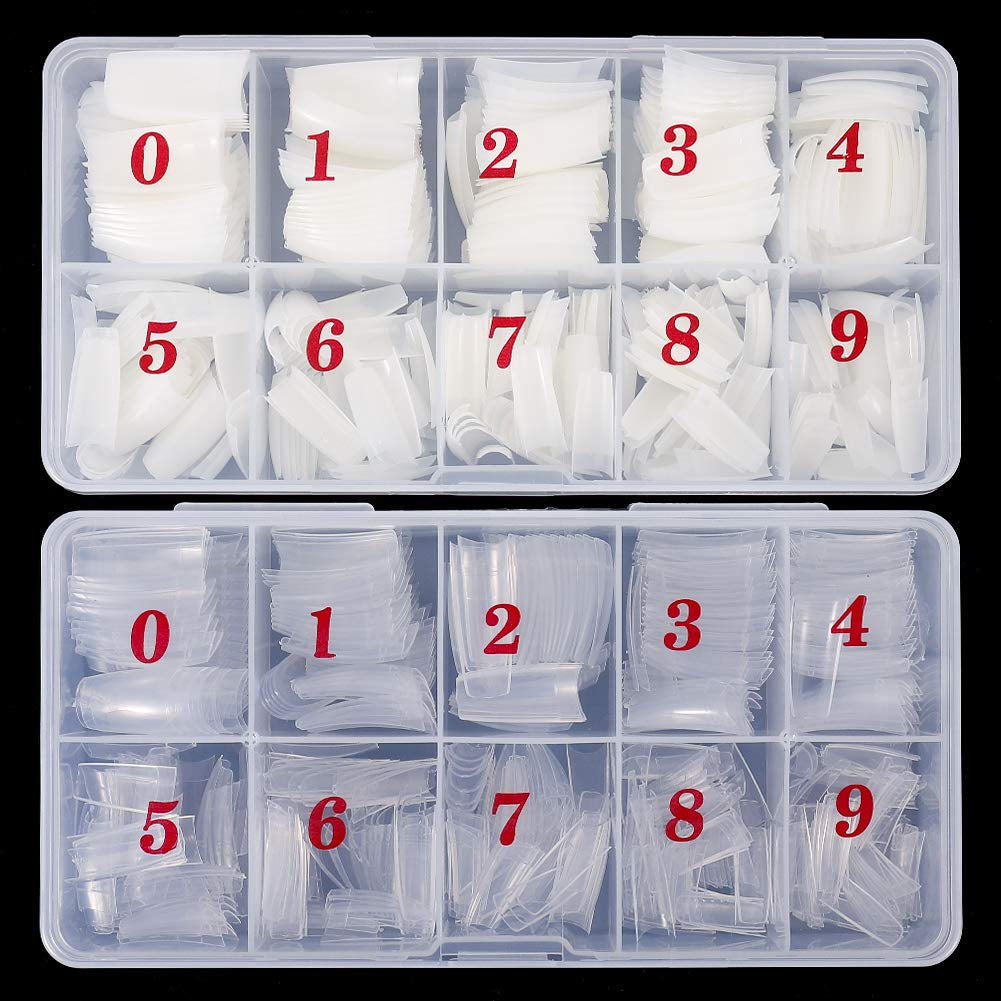 1000 stk falske negle 10 størrelser Naturlige neglespidser Kunstige franske neglespidser Kunstige neglespidser Falske neglespidser Box Art Tips til kvinder piger