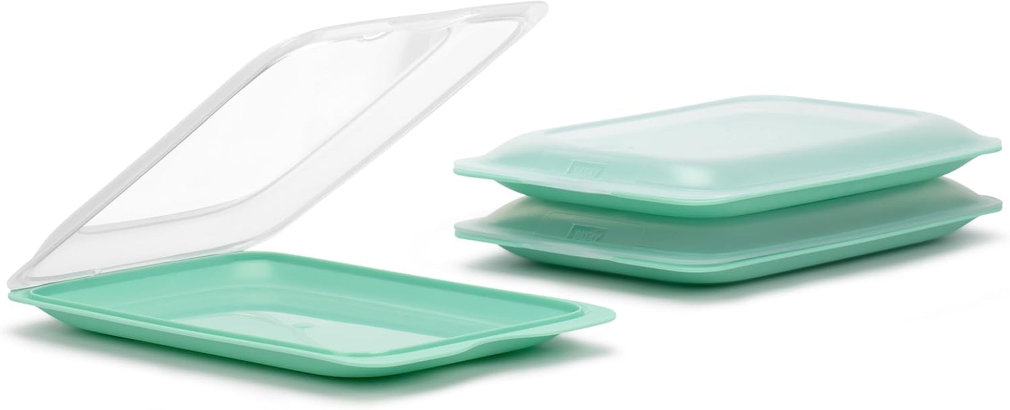 TATAY Fresh Slicer Box Sæt med 4, BPA fri, genanvendelig, stabelbar, opvaskemaskine & MWO, tilfældige farver. Måler 17 cm x 3,2 cm x 25,2 cm Naty Shop madopbevaringsbokse sæt 3 - Mintgrøn
