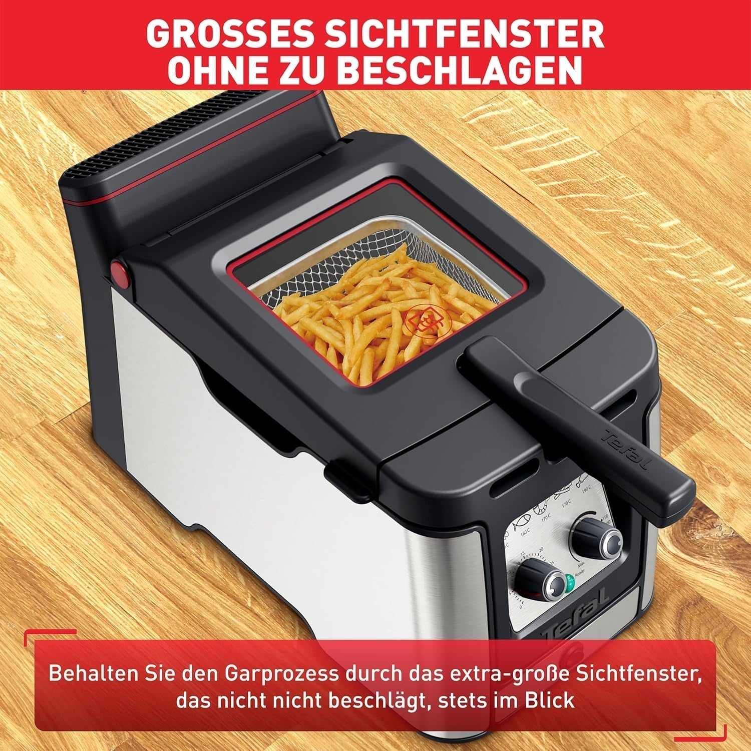 Tefal FR600D Clear Duo frituregryde, stegning med mindre røg og lugt, 1,2 kg kapacitet, termostat, timer, stort udsigtsvindue uden tåge Hvidevarer Naty Shop