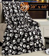 Elegant Comfort Letvægts Halloween-tematæppe, blødt, hyggeligt og plys, perfekt til afslapning i denne uhyggelige sæson, 127 X 152,4 cm, kranie og knogler Elegante komfortsenge og dyner