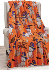 Elegant Comfort Halloween Theme Letvægtstæppe, blødt, hyggeligt og plys, perfekt til at slappe af i denne uhyggelige sæson, 127 X 152,4 cm, Skull and Bones Senge og betræk Elegant Comfort Halloween Cats 50 X 60