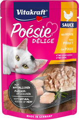 Vitakraft Poésie Délice, Nassfutter Katze, Katzennassfutter i sauce, med kylling, Vorratspackung, ohne Zusatz von Zucker und Getreide (23x 85g)