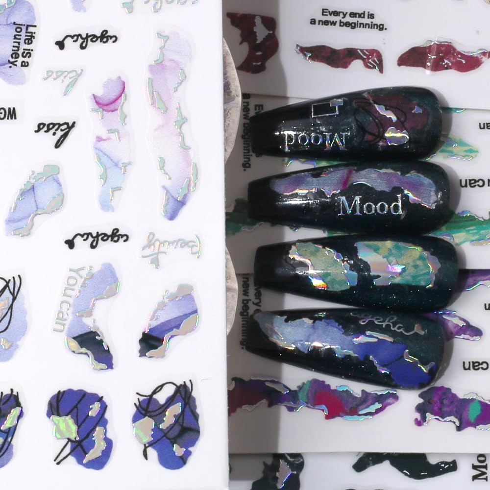 6 farver marmor negle stickers bronzer sølv selvklæbende klistermærker bloom marmor negle stickers 3D marmor negle stickers design tilbehør negle art stickers negle stickers sæt negle folie