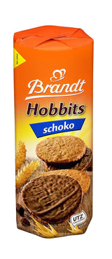 Brandt Hobbits Chokolade 265g Pakke - Sprød Fuldkorns Chokolade Havregrynskiks - Sprød dej til hele familien - i praktisk kikserulle
