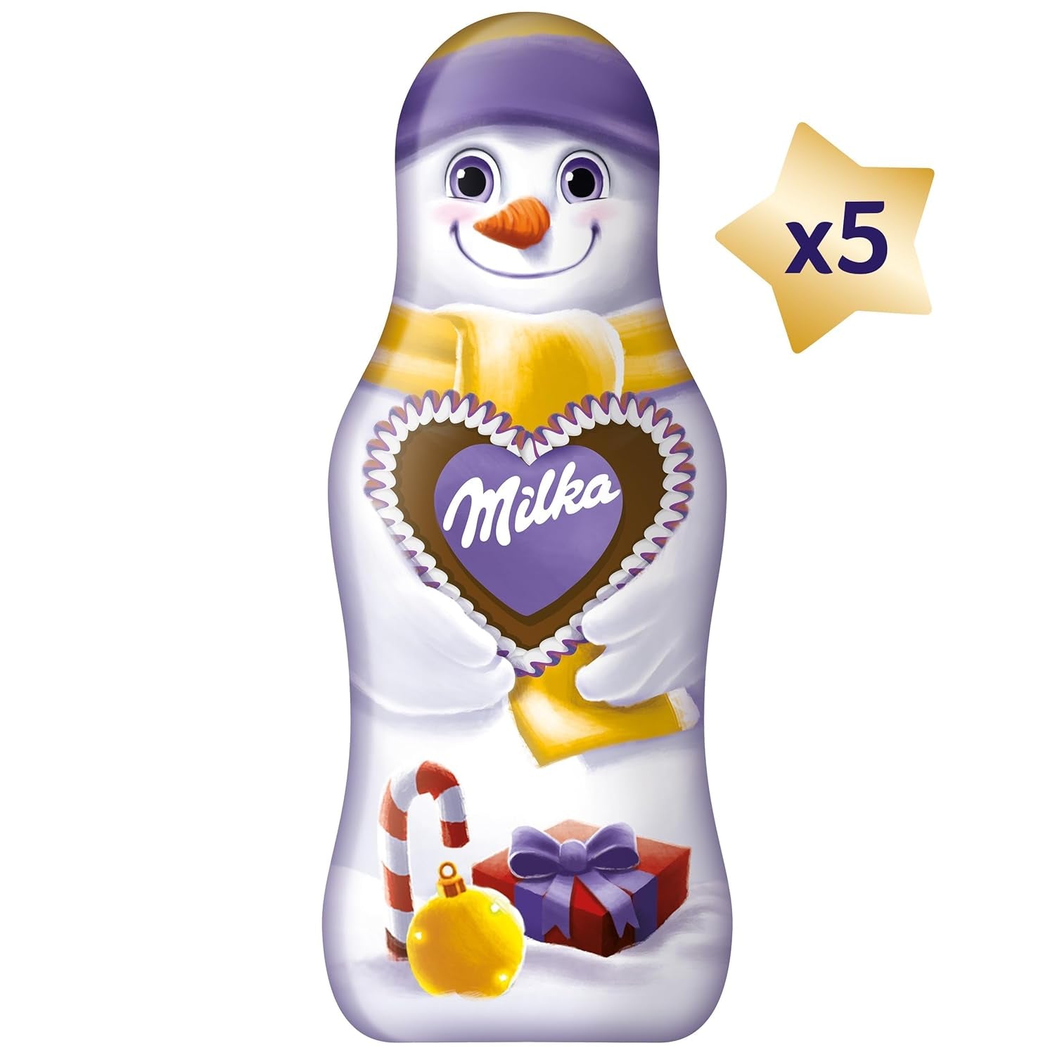 Milka Snowman Friends Alpine Milk - Mini snemænd lavet af fin chokolade med alpemælk - 5 x 15g