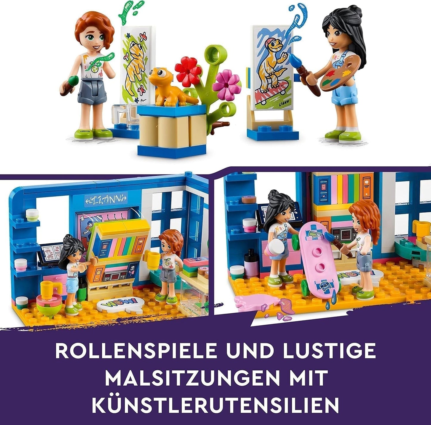 LEGO 41739 Friends Lianns værelse, kunsttema minilegetøj, lille samlingsgave med Liann, efterårs- og kæledyrsminidukker 2023-serien Byggesæt Besuche den LEGO-Store