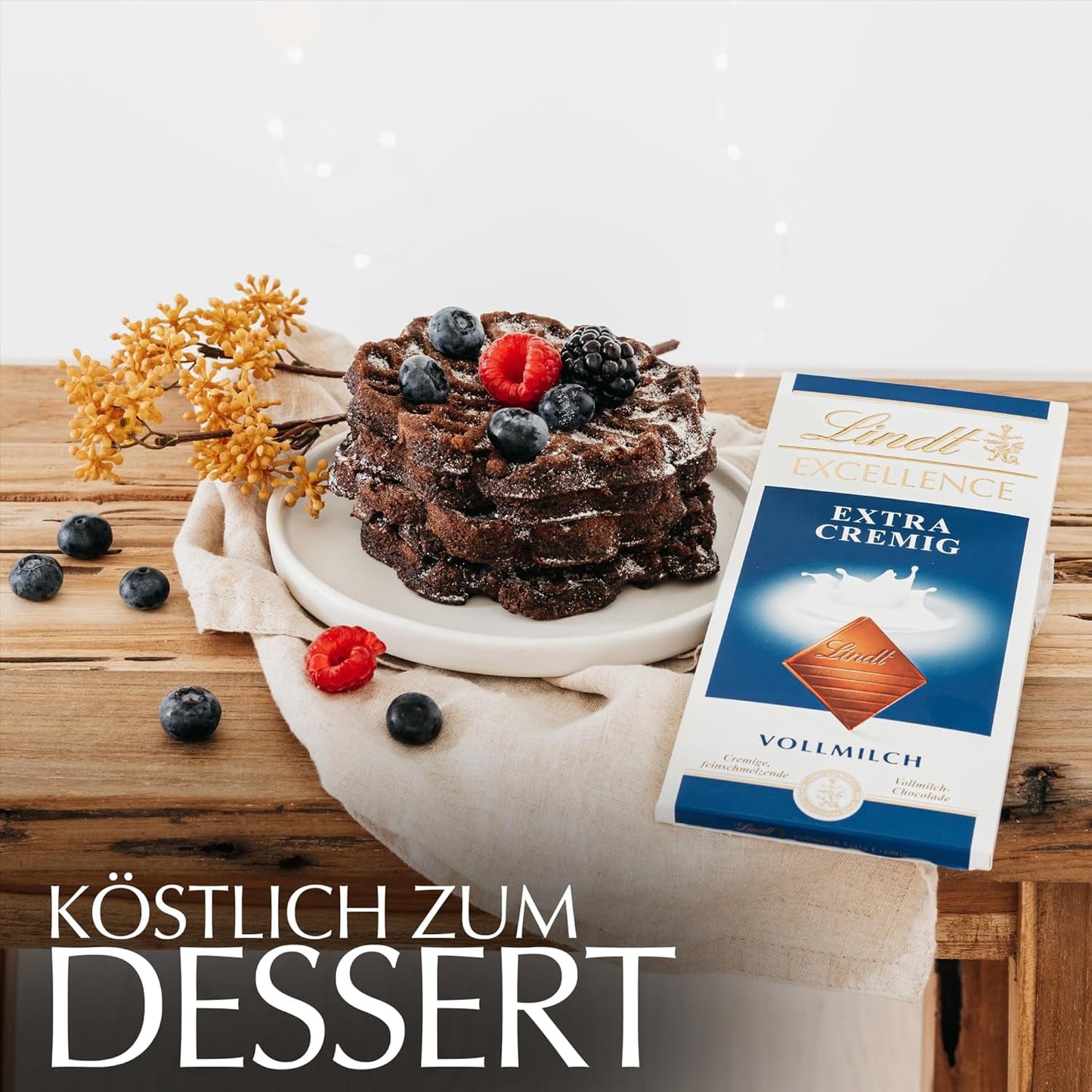 Lindt EXCELLENCE Ekstra cremet mælkechokolade | Bar 100g | Fin, premium mælkechokolade med en cremet, mælkeagtig smag | Intens og vedvarende aroma | Chokolade gave
