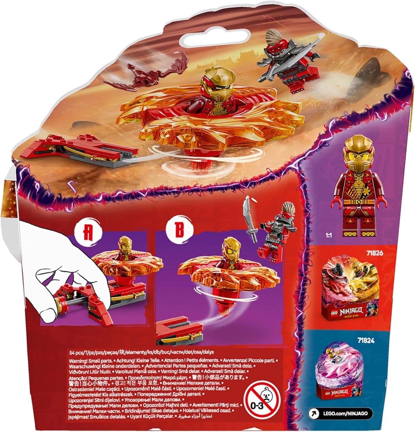 LEGO NINJAGO Kais Drage Spinjitzu Spinner - Action Ninja Legetøj med 2 Minifigurer - Lille legesæt til børn - Gaveidé til drenge og piger fra 6 år og opefter 71823 Byggesæt Besuche den LEGO-Store