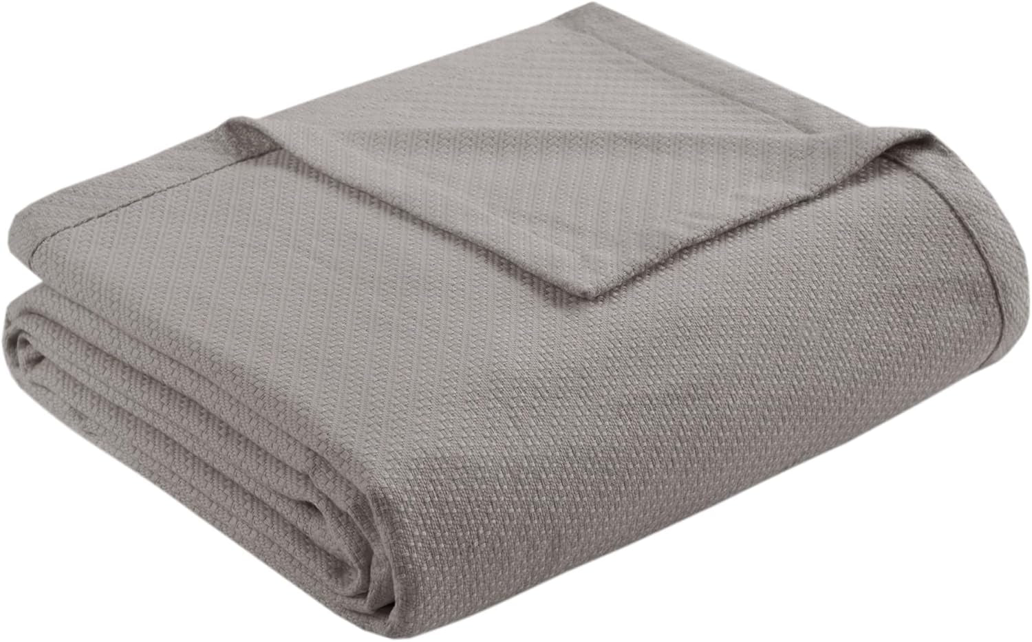 Madison Park luksus flydende bomuld høj kvalitet, blød og behagelig 100 % ringspundet bomuldstæppe til seng Sofa eller sofa Blush Fuld/Queen Naty Shop Dyner og dyner King Grey