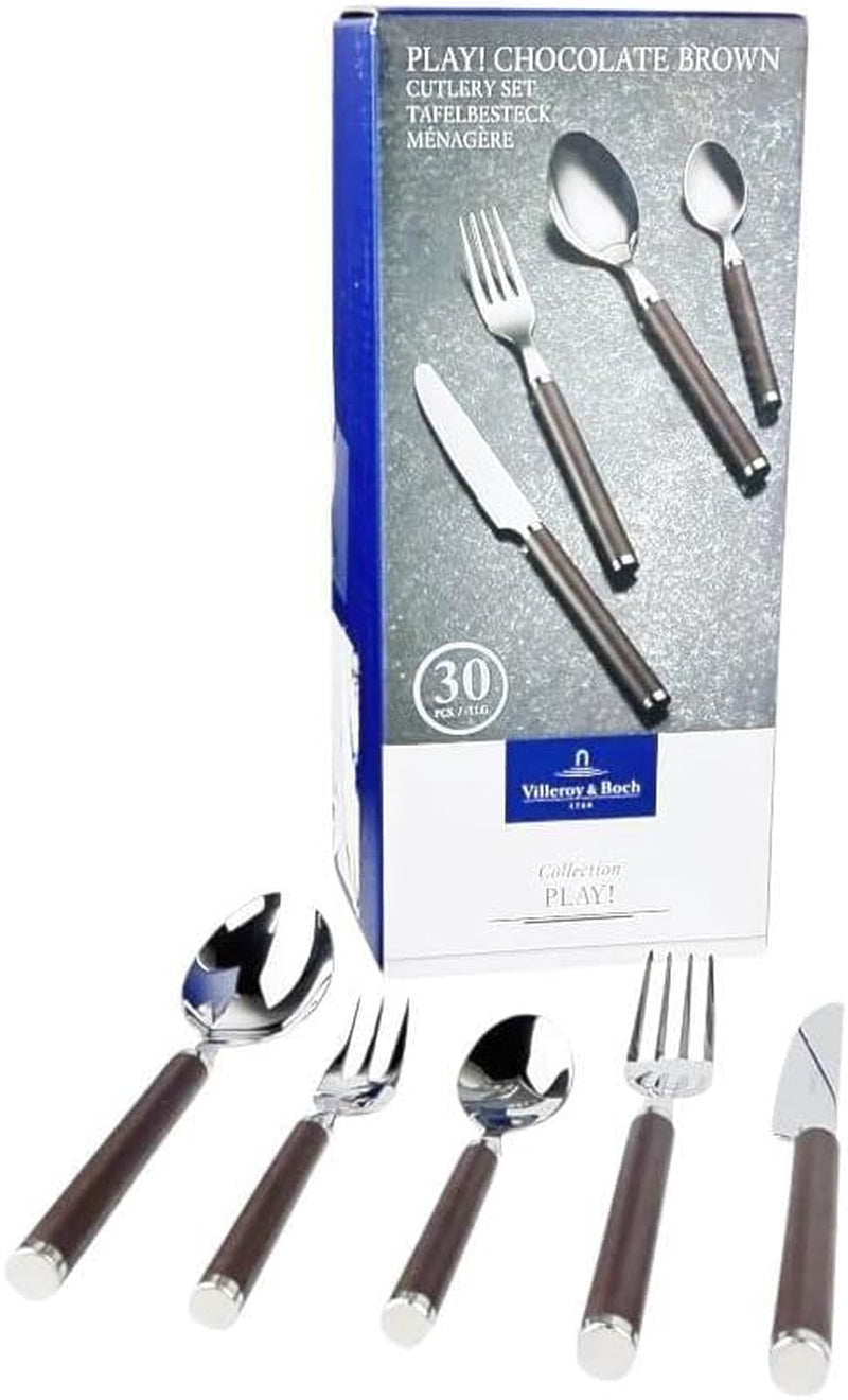 Villeroy And Boch Play Chokoladebrunt Bestik, til op til 6 personer, 30 stykker, rustfrit stål, brunt plastikhåndtag Køkken Naty Shop