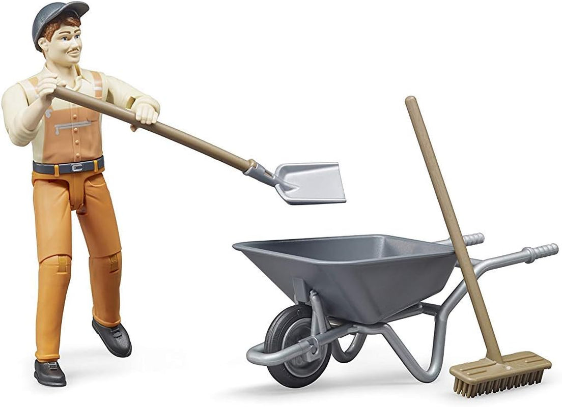 Bruder 62130 - Bworld figursæt kommunalarbejder - 1:16 legetøjsfigur, entreprenørkøretøj, bygningsarbejder, gård, mand Actionfigurer Naty Shop