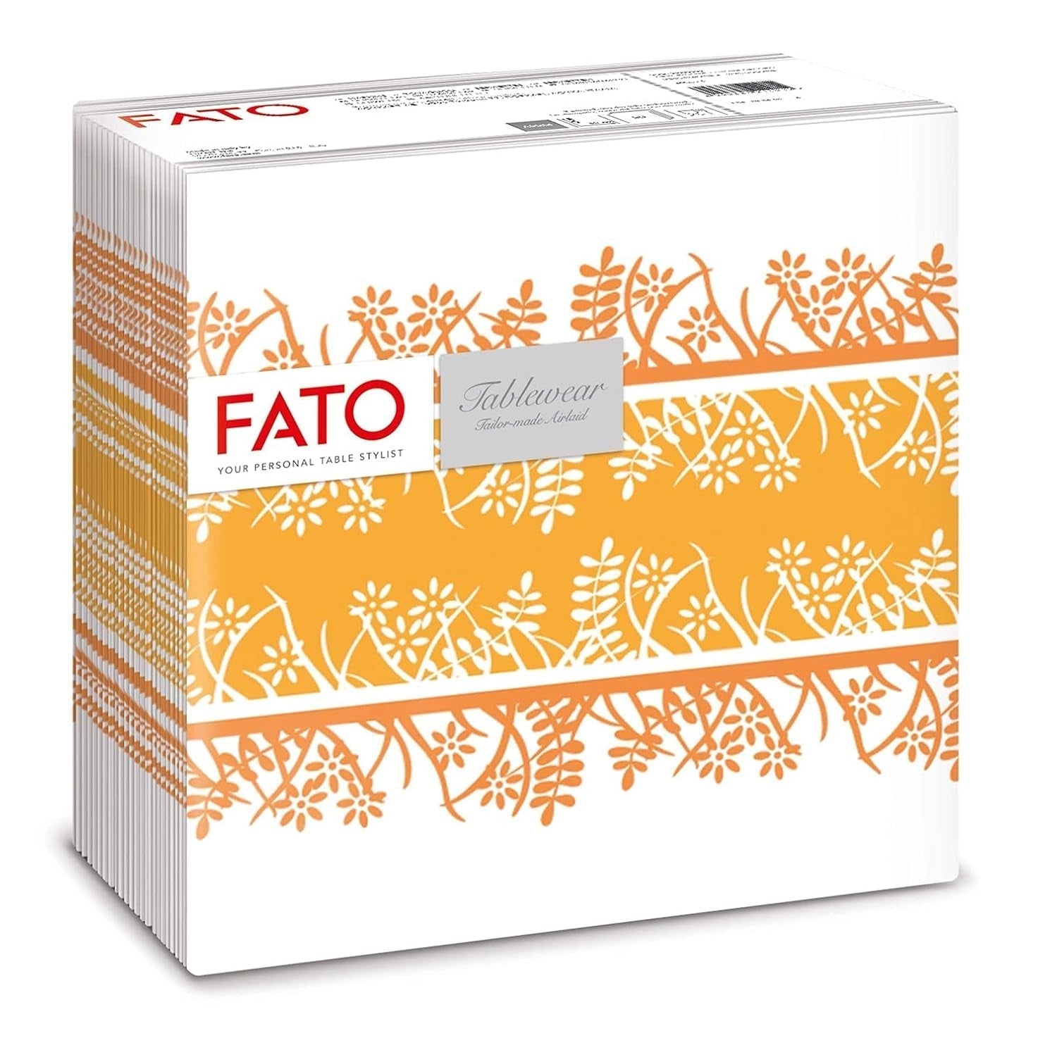 Fato - Tørre papirservietter, airlaid, tekstileffekt, pakke med 50 servietter, 40X40 foldet i 4 format, Tropicana Decor