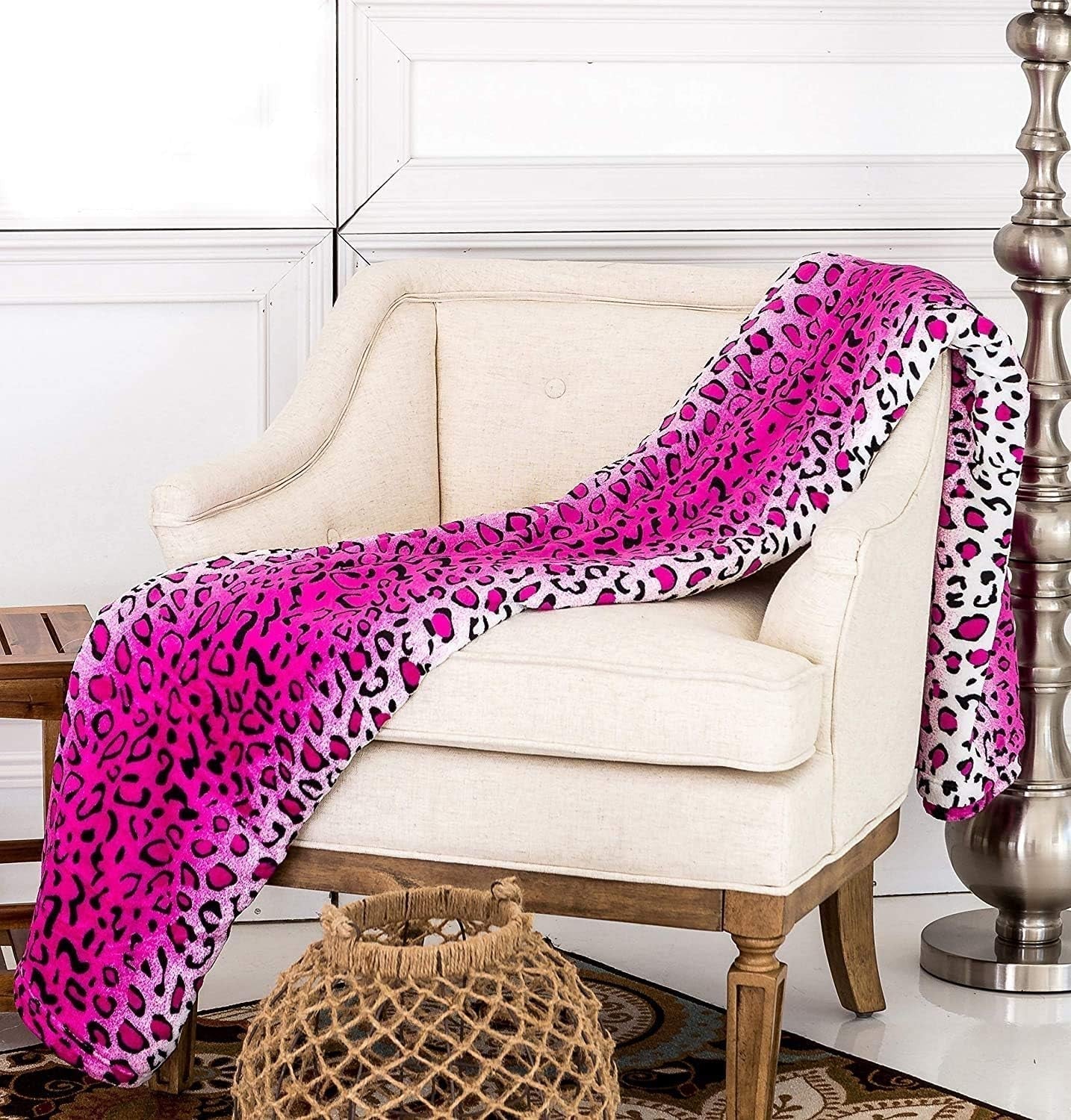 Hjem Must Haves Dronning/King Zebra Giraf Safari Dyreprint Hele sæsonen Super Blød Varm Sofa Pladetæppe Seng Størrelse Pink Polyester Pink Leopard dyner & dyner Naty Shop Standardtitel