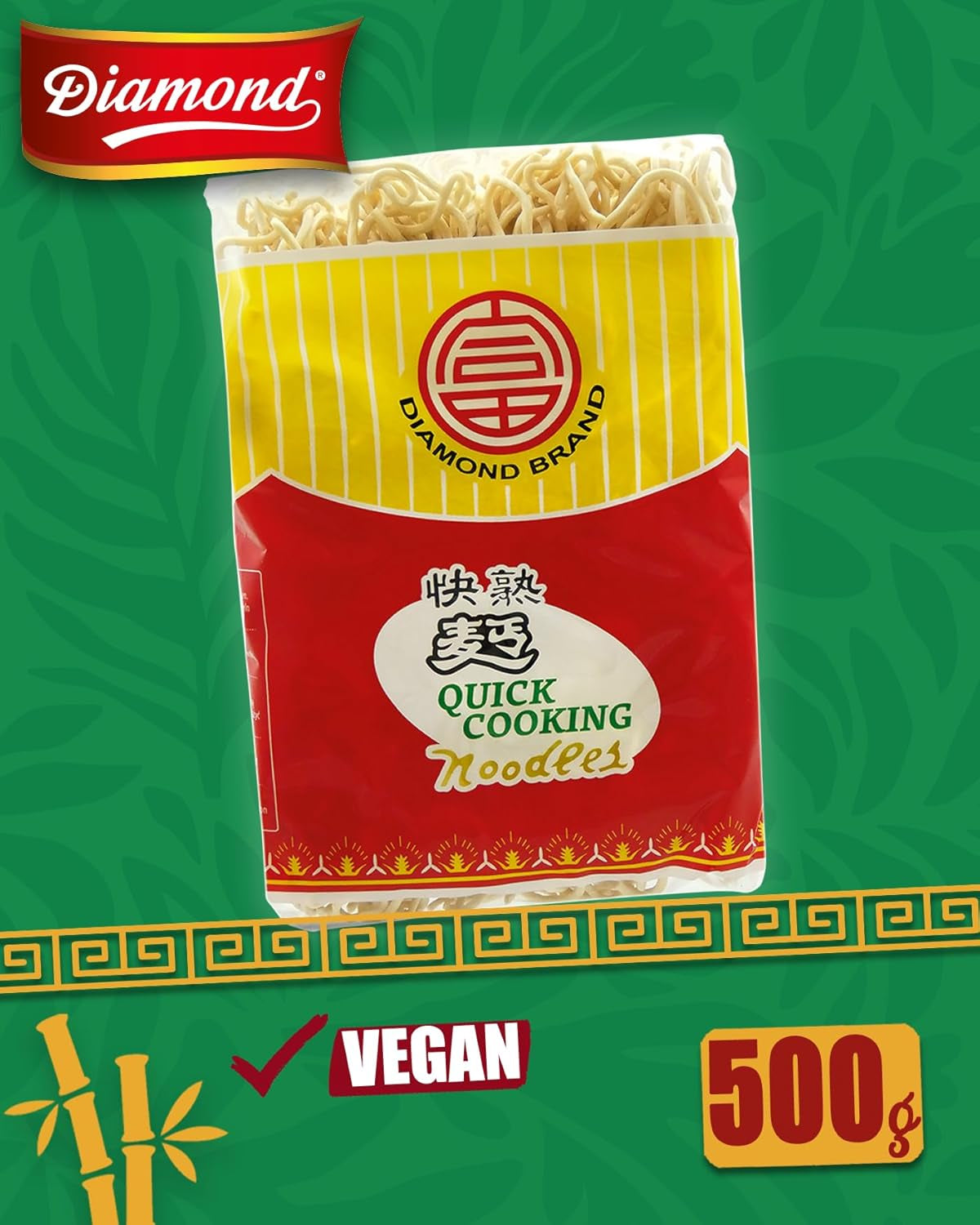 DIAMOND instant ægfri nudler, instant hvedemel wok nudler og tilbehør - 4 x 500 g