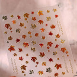 JMEOWIO 3D Nagelsticker Herbst Nail Art Sticker Selbstklebend Nagelaufkleber 5D Stereoskopisk Ahornblatt Erntedankfest Dekoration Nageldesign Tilbehør 1 Blatt