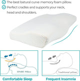 Edihome Nakkestøttepude Nakkesmertelindrende pude 50 x 30 x 10 cm Memory Foam Nakkepude Ortopædisk Pude Ergonomisk Dobbelt Bomuldsbetræk Hypoallergenisk