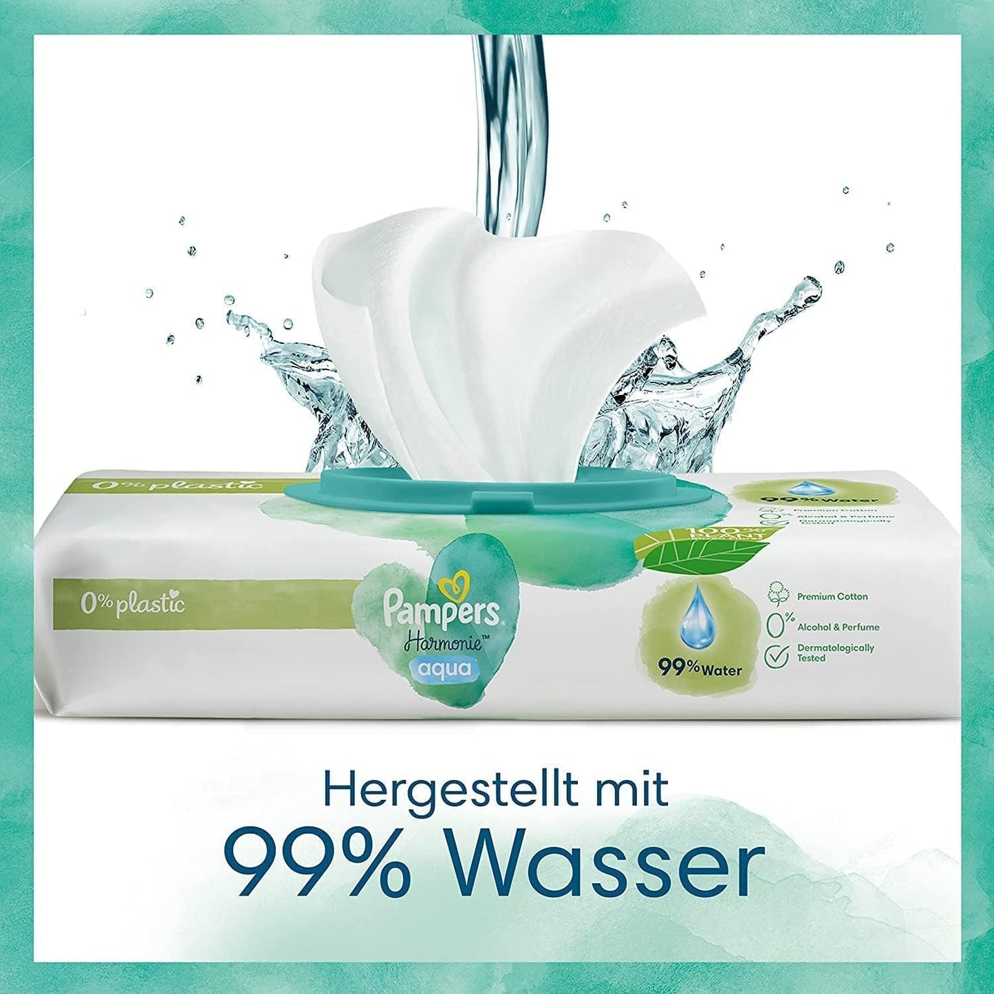 Harmonie Aqua Babyblesæt Størrelse 1 (2-5 kg, 180 stk), Størrelse 2 (4-8 kg, 240 stk), Half Moon Box og Aqua Baby Wipes, 720 Wipes (15 x 48), Baby Starter Kit