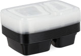 Relaxdays Meal Prep Boxes, Sæt med 10, 2 rum, Mikrobølgeresistent, 800ml, Plast Mad Box med Låg, Sorte Mad Opbevaringsbokse Naty Shop
