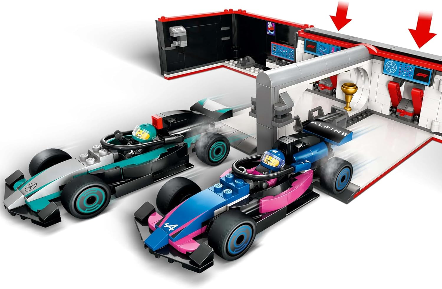 LEGO City F1 Garage med Mercedes-Amg og alpine racerbiler - Formel 1 racerbil med 2 førere og 4 mekaniske minifigurer - Gave til drenge og piger 7+ og fans 60444 Besuche den LEGO-Store byggesæt