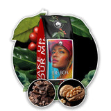 Malet kaffe DE BOA 1KG | 100% Arabica | med strejf af chokolade og nødder | mellemristede kaffebønner, lav surhedsgrad | ideel til espressomaskiner | Blue Orca kafferisteri