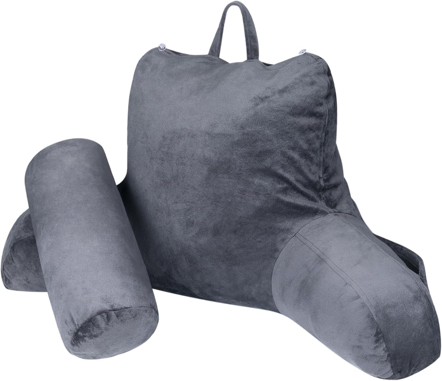 INFANZIA ergonomisk læsepude med armlæn, memory foam rygstøtte, grå, M